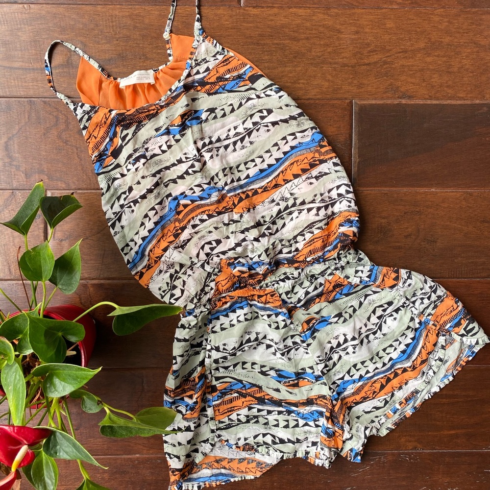 Zara W&B Collection Tribal Print Romper